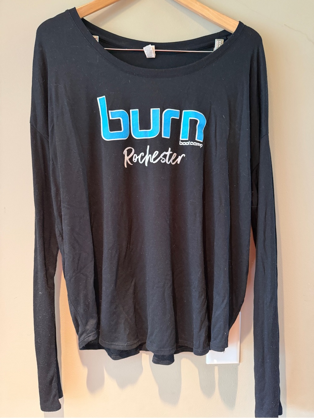 Burn Boot Camp Rochester Long-Sleeve Top - Black with Blue Logo XL